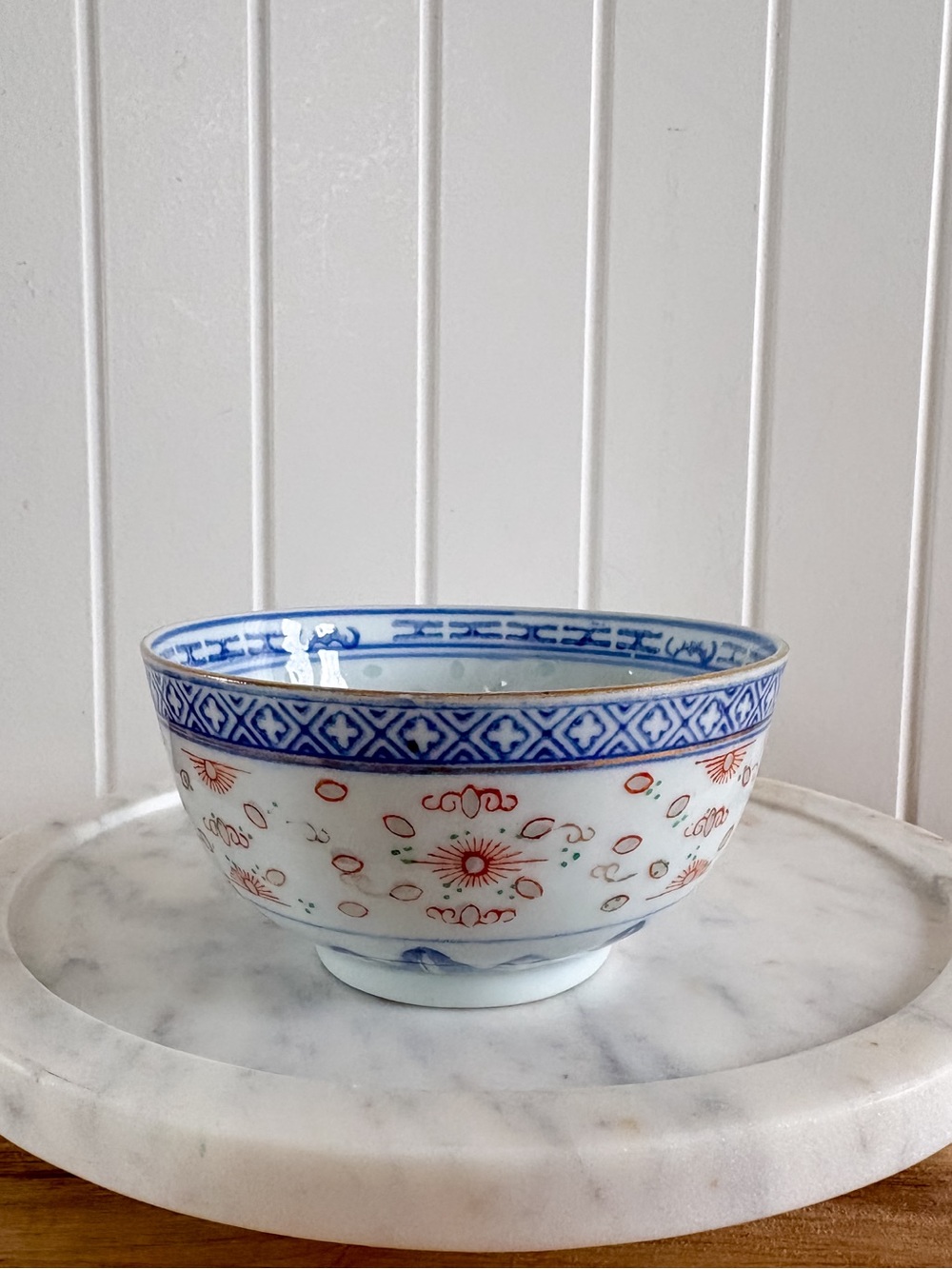 Vintage Jingdezhen Rice Grain Porcelain Bowl